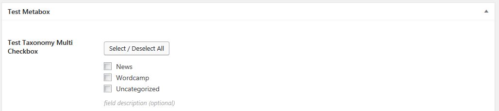 Screenshot of taxonomy multiple checkbox CMB field type