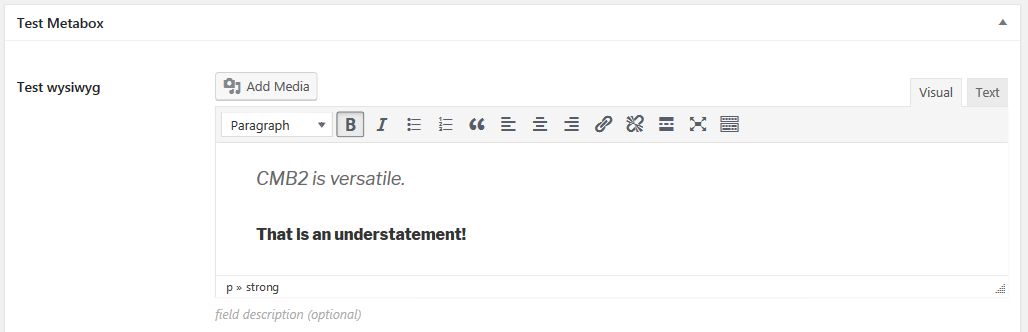 Screenshot of wysiwyg CMB field type